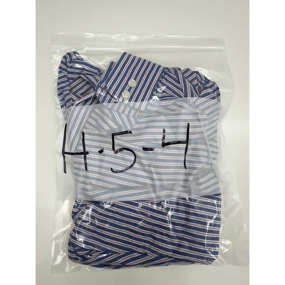 Izod Mens Shirt Size 17.5 34/35 Blue Striped Regular Fit Long Sleeve Button Up - Picture 11 of 11